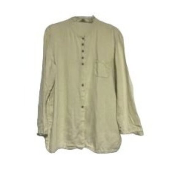 J. Jill Women's Top Tunic Button Down Casual Linen Blend Size Yellow Size Medium - Picture 1 of 5